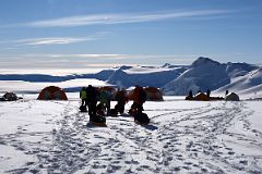 01B Dragging Sleds With Our Luggage To Our Tents At Mount Vinson Base Camp On The Branscomb Glacier